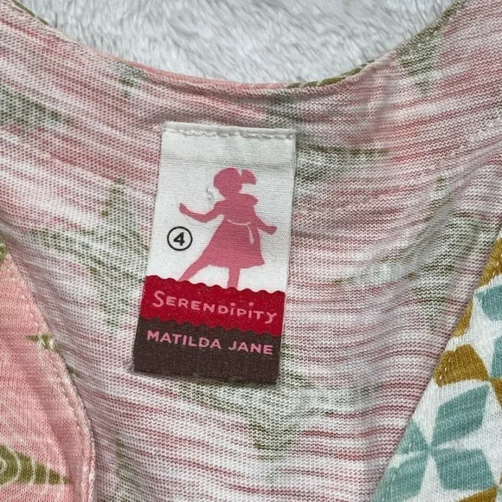 Matilda Jane Girls Serendipity 100% Cotton Pink Spring Joanna Wrap Dress Size 4‎